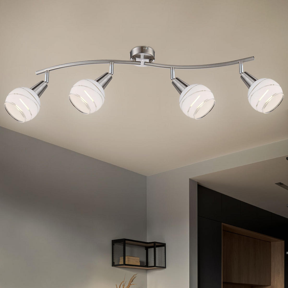 LED DECKENLEUCHTE Metall Silber ELLIOTT - Silberfarben, Glas (70/31.5/21.1cm) - Globo Lighting