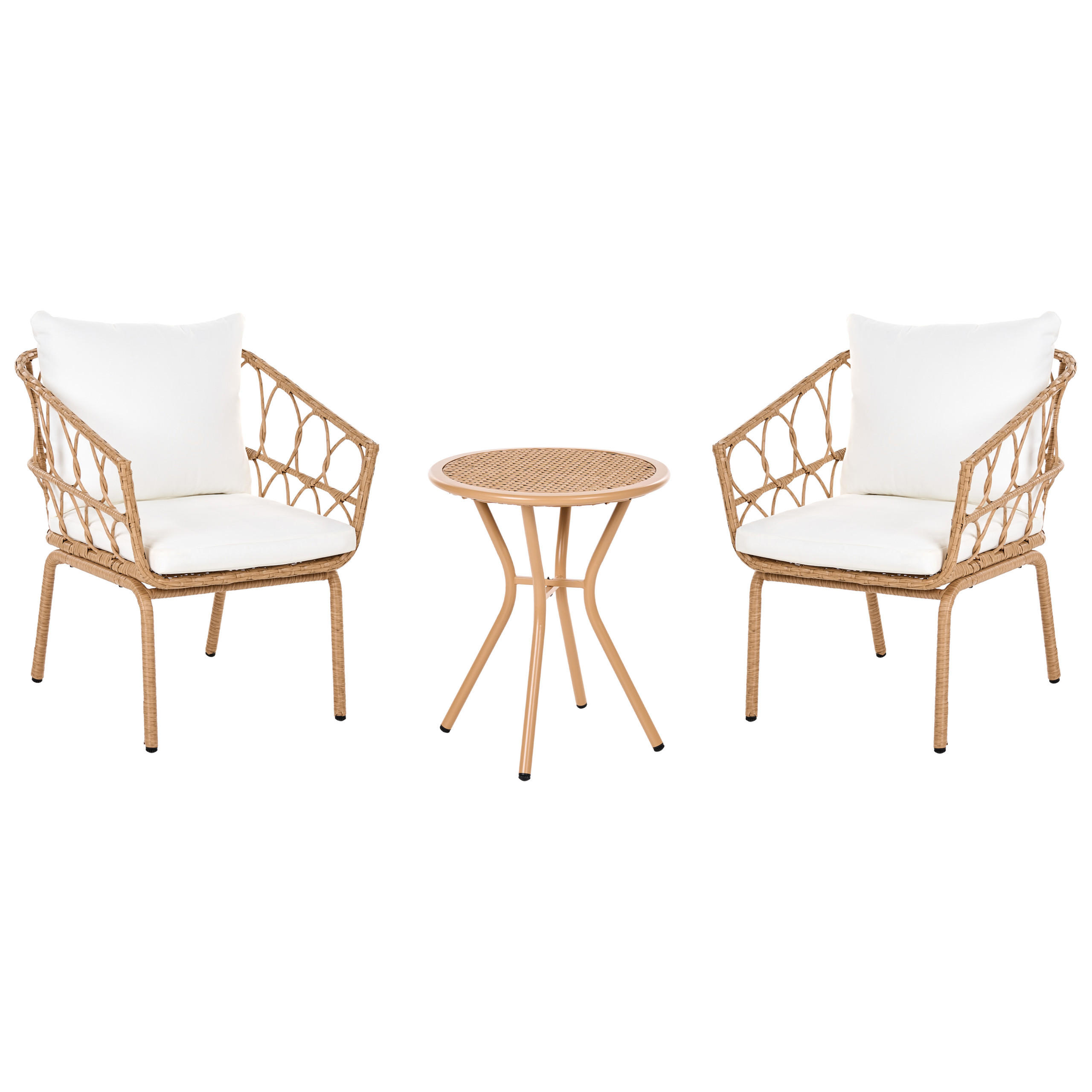 BISTRO-SET Polyrattan Hellbraun Ferla - Hellbraun, Kunststoff - Beliani