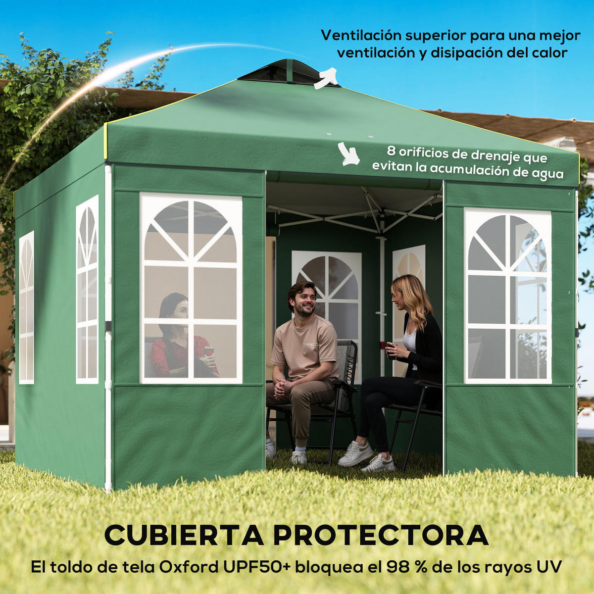 POP-UP-FALTZELT, 3×3m, grün - Dunkelgrün, Textil (293/272/293cm) - Vallsero