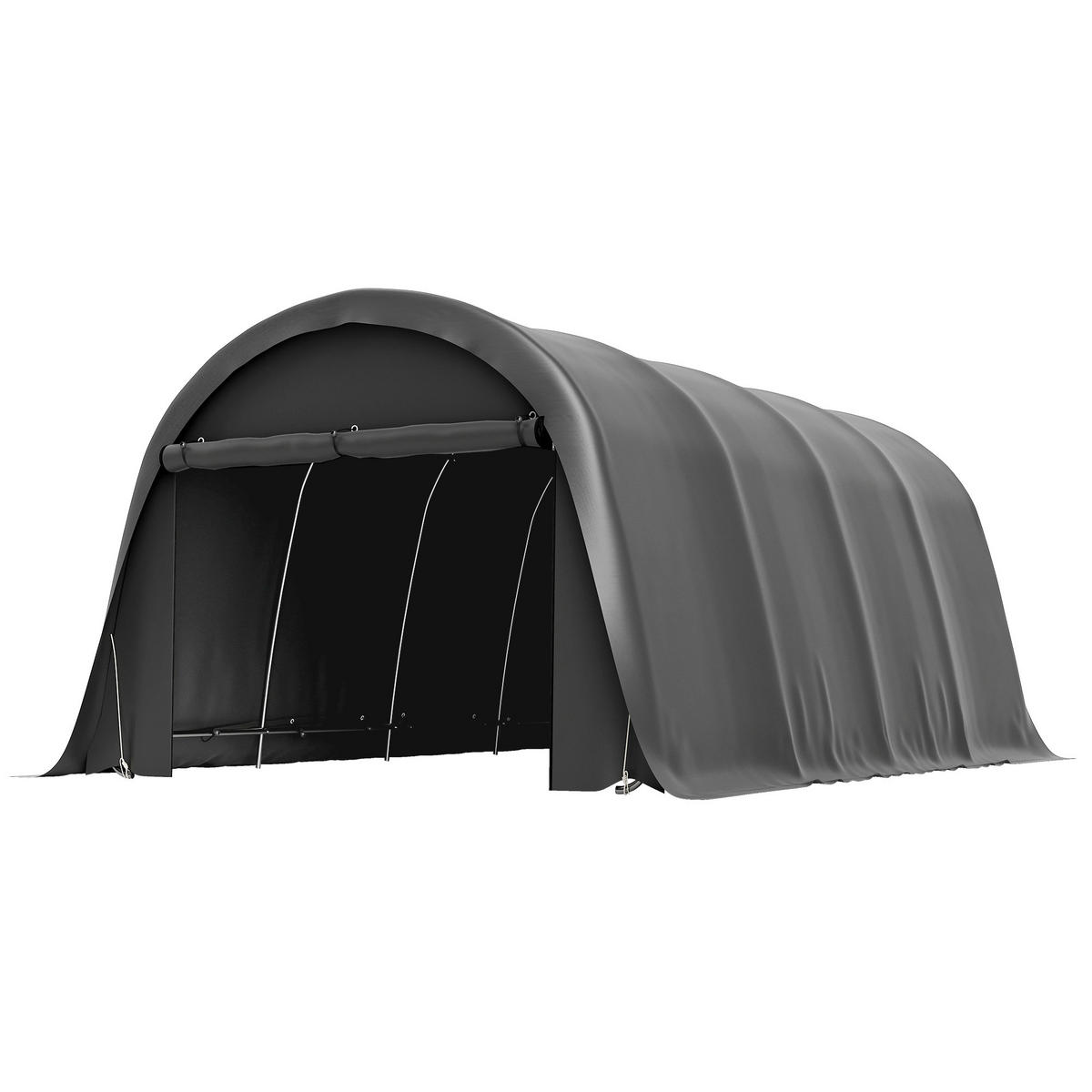 CARPORT Zeltgarage 3x6m Winterfest Wasserdichtes Lagerzelt mit abnehmbaren Seitenwänden großer Rolltor, UPF50+ - Dunkelgrau, Metall (600/266/300cm)