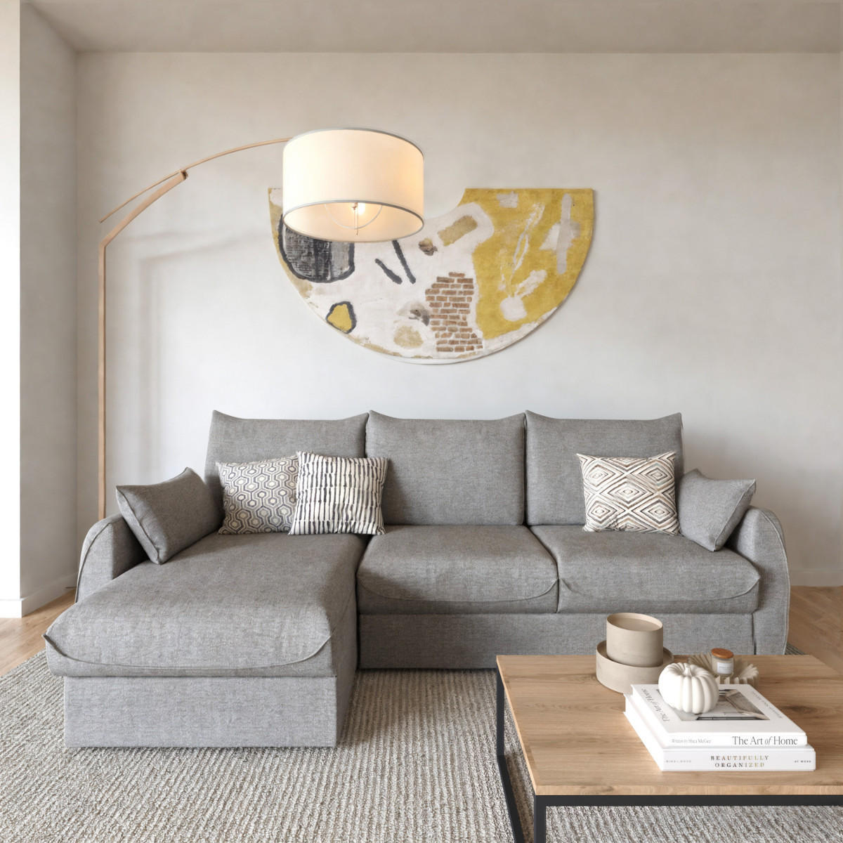 ECKSOFA 3-sitzer mit schlaffunktion - naomi 260/175/90 cm - Grau, Textil (175/90/260cm) - Calicosy