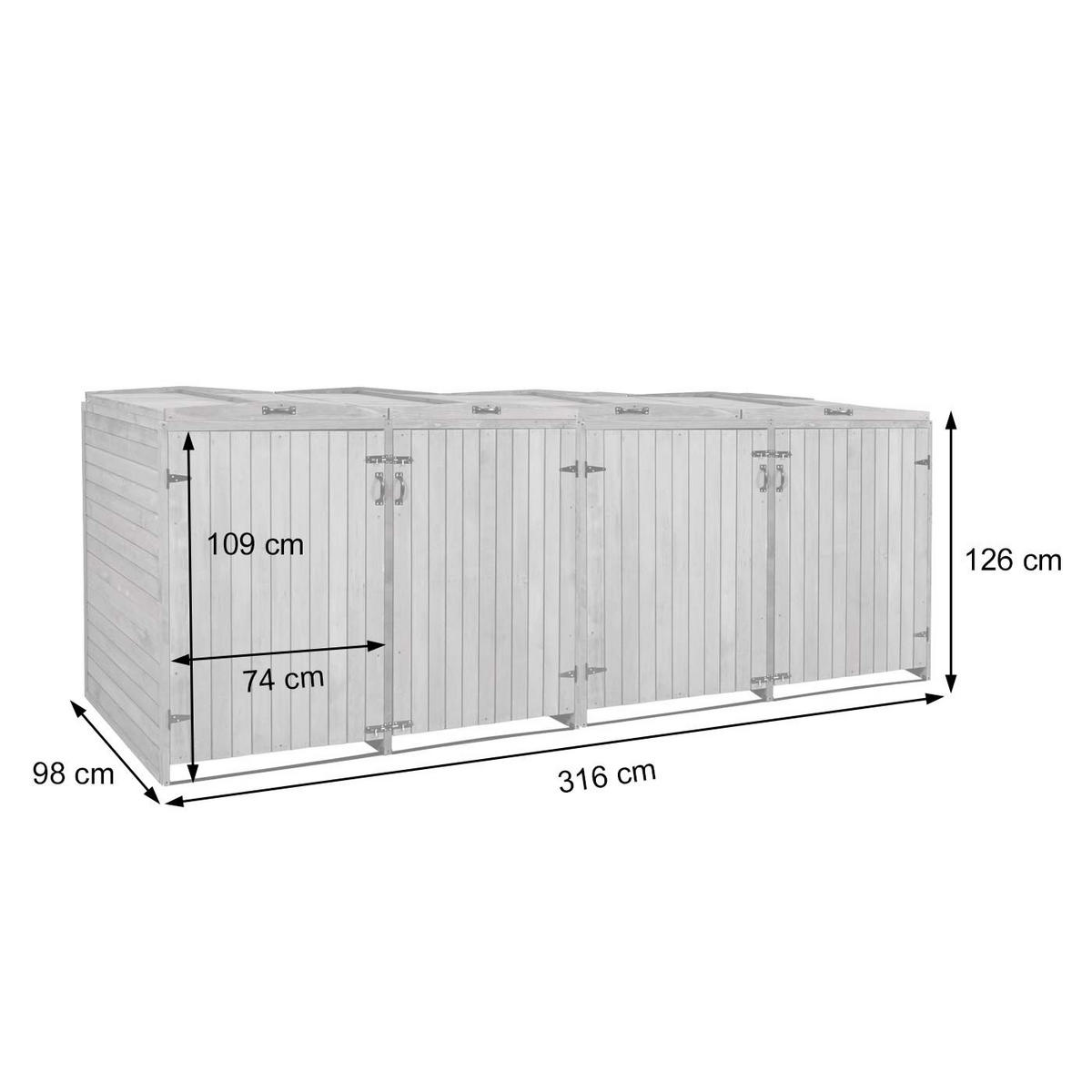 4ER-/8ER-MÜLLTONNENVERKLEIDUNG Grau, Weiß - Weiß/Grau, Holz (316/126/98cm) - MCW
