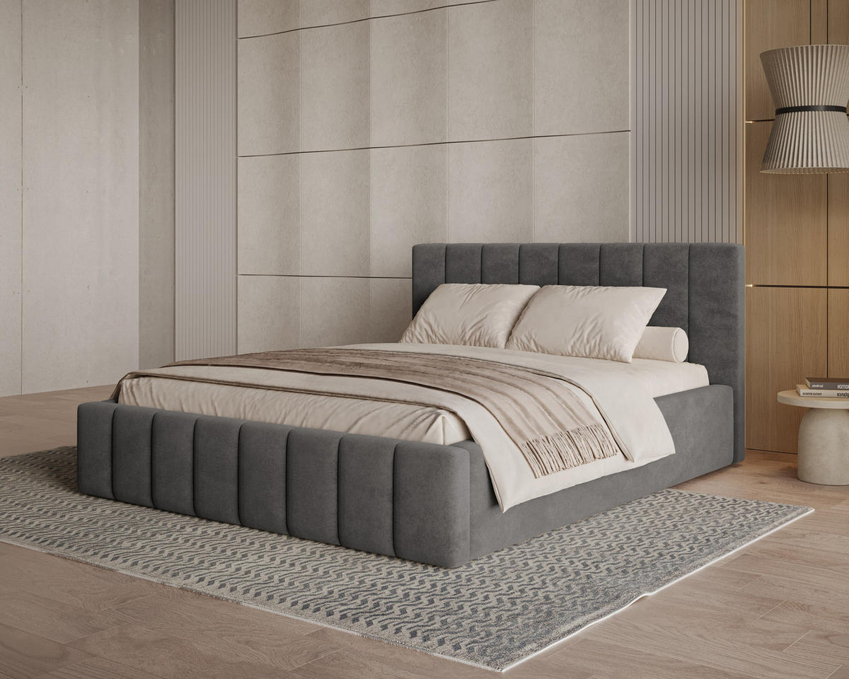 POLSTERBETT 01 160 x 200 cm – Flow – Bett mit Federmechanismus und Stauraum - Waldgrün, Holz (160/200cm) - ROYAL24_MARKT