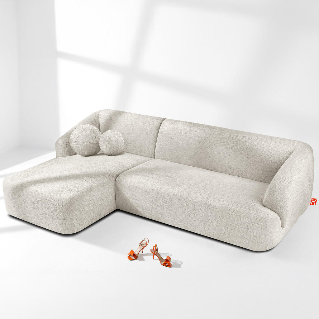 Thumbnail - Konsimo® Ecksofa, Weiß, Textil, L-Form, 300x160 cm, Wohnzimmer, Sofas & Couches, Wohnlandschaften, Ecksofas