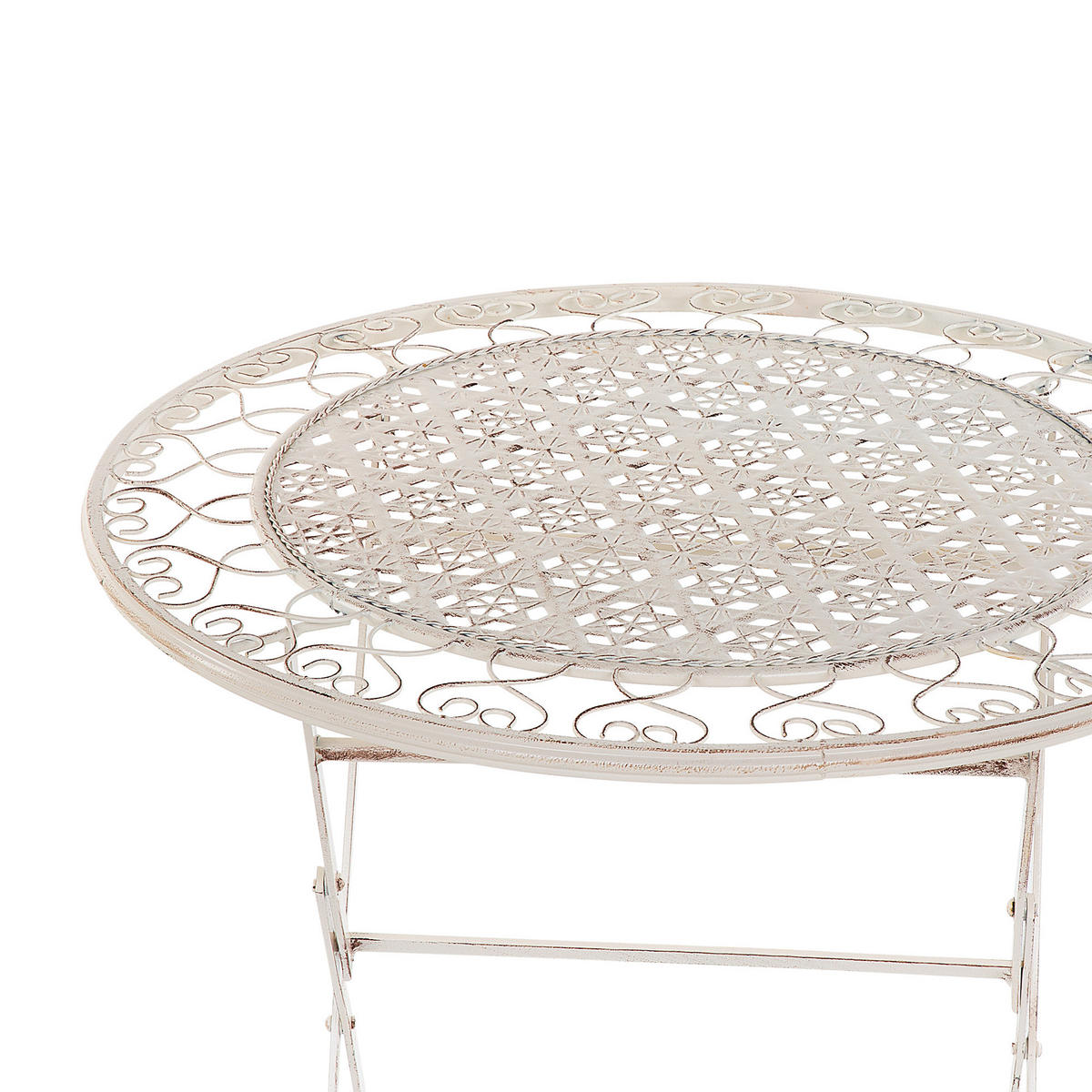 BALKONSET 2-Sitzer Klapptisch Metall beige Trieste - Beige, Metall - Beliani