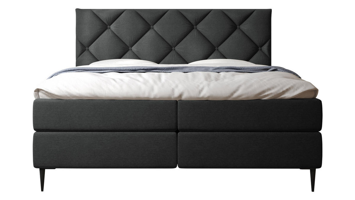 BOXBETT Letra - Chromfarben/Schwarz, Holz/Textil (160/200cm) - MIRJAN24