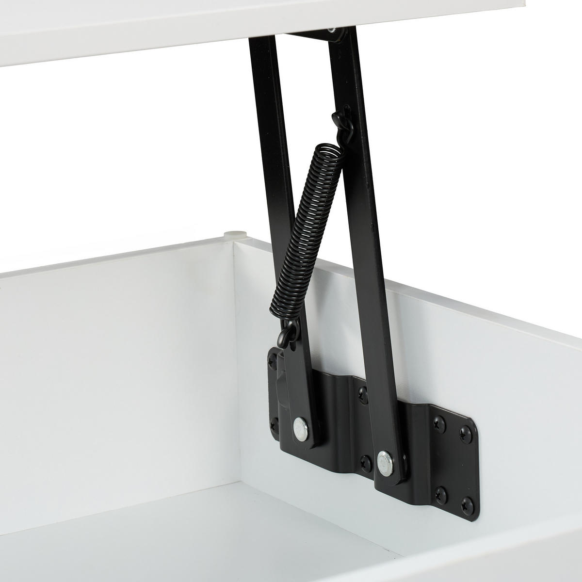 COUCHTISCH Schwarz aufklappbar höhenverstellbar 90x60 cm - Weiß, Holzwerkstoff/Metall (90/86.5/58cm) - Relaxdays