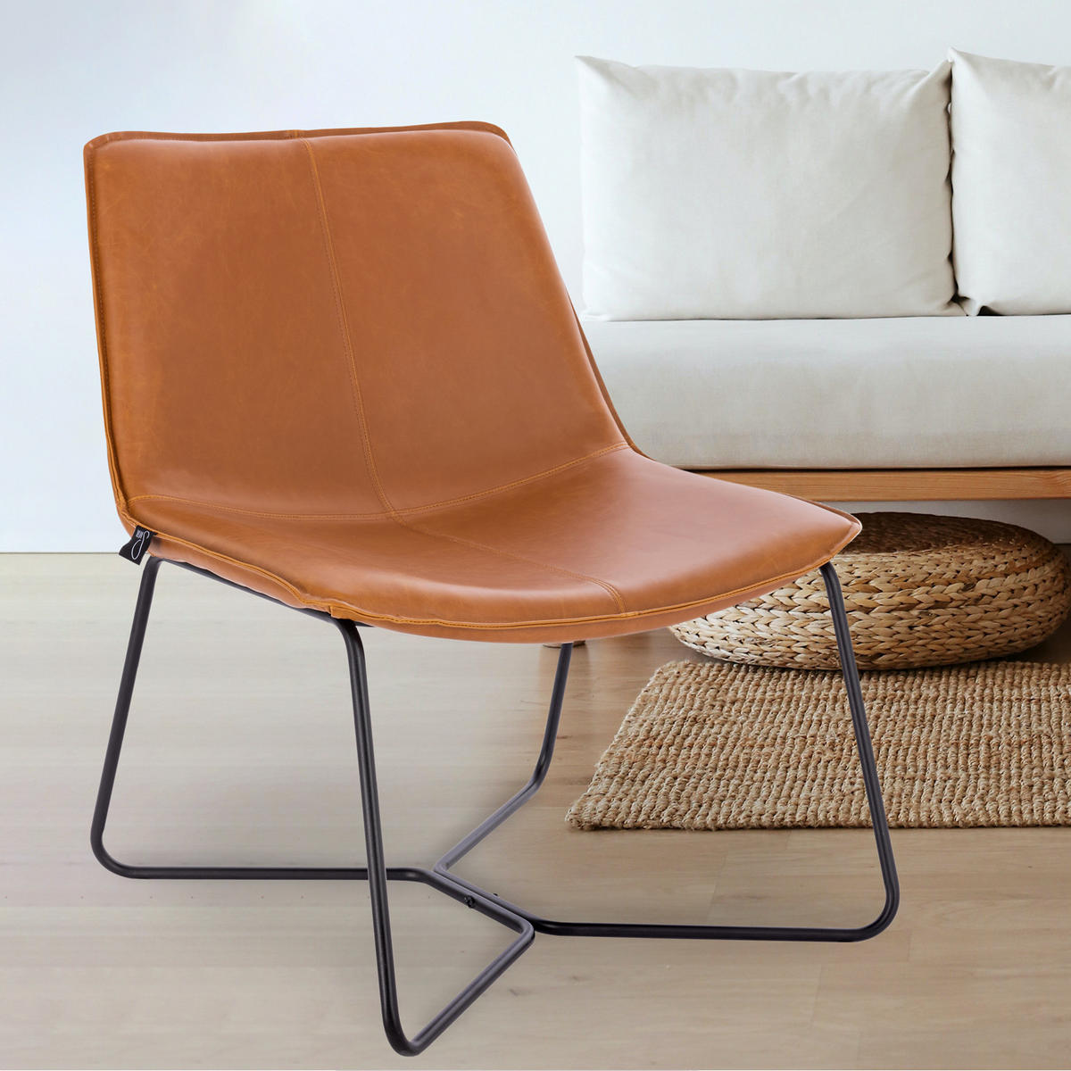 LOUNGESESSEL RON Kunstleder Braun - Rotbraun/Schwarz, Textil/Metall (66/82/64cm) - SVITA