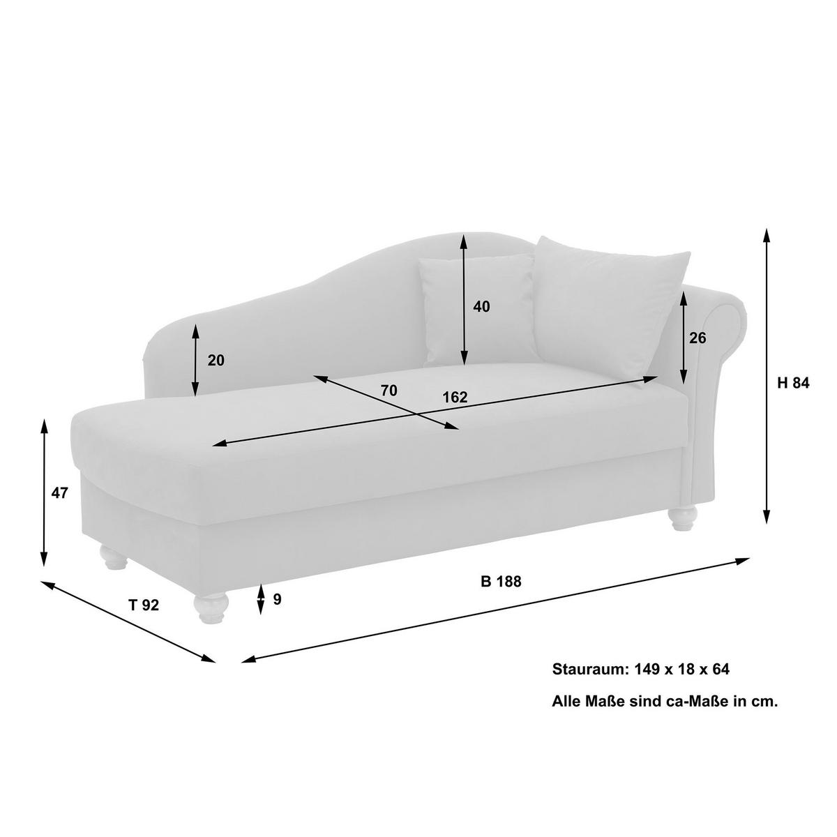 RECAMIERE Armlehne rechts Katrinka Flachgewebe grau - Grau, Kunststoff (188/84/92cm) - 58aufmkessel