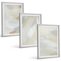 BILDER SET 3er Set - 40x60 cm Silberner Rahmen - Abstrakter Pinselhintergrund - Silberfarben, Kunststoff (40/60cm) - TULUP