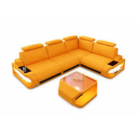 ECKSOFA Siena Apricot Schwarz Mikrofaserstoff - Orange, Kunststoff (272/272cm)