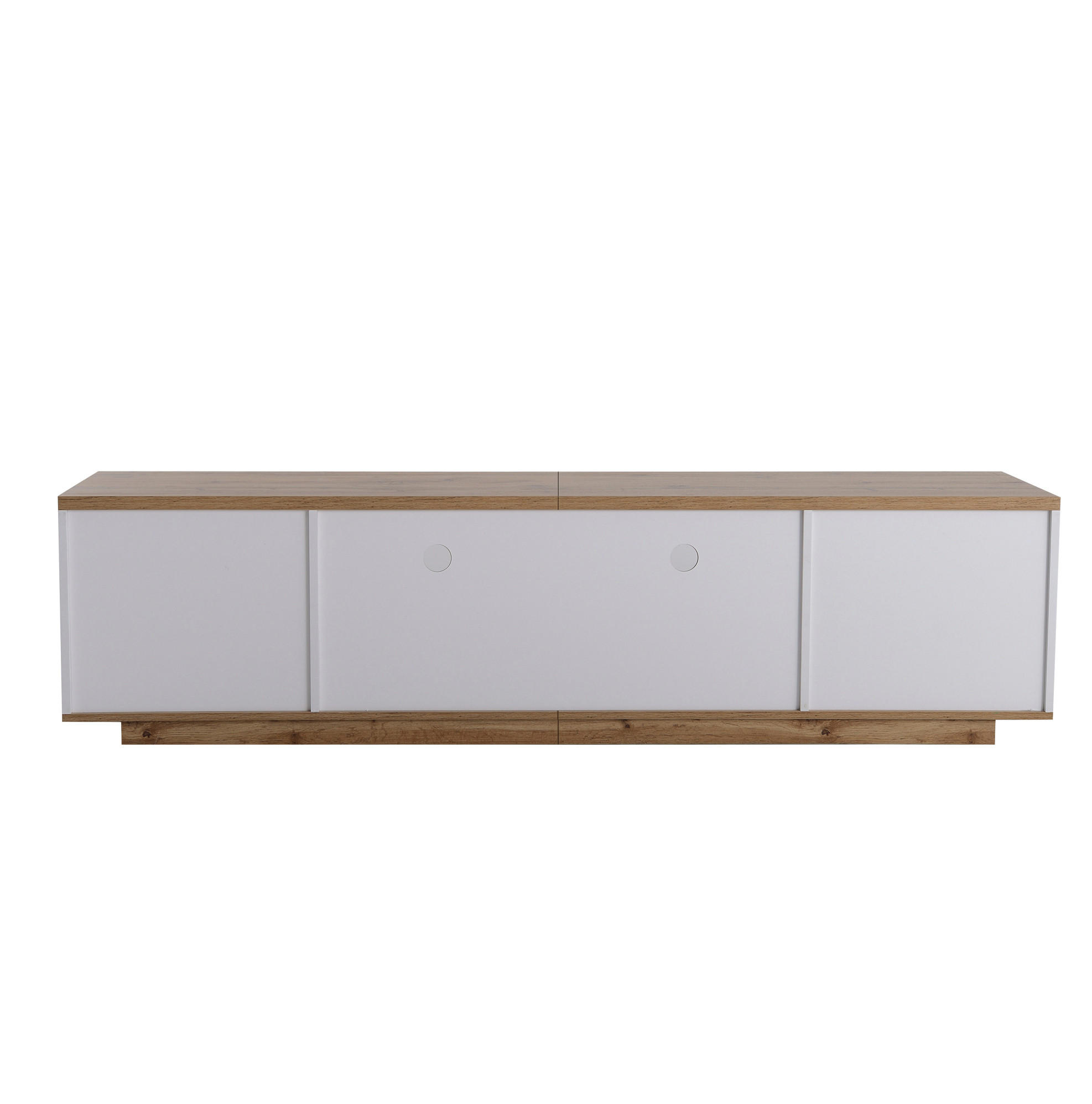 TV-SCHRANK 180/46/38 cm weiß MDF mit Gitterdesign und verstecktem Griff - Weiß, Holzwerkstoff (180/46/38cm) - OKWISH