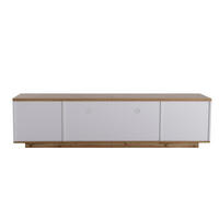 TV ormarić 180/38/46 cm bijelo-drvene boje od MDF-a s rešetkastim vratima - bijela, drvni materijal (180/46/38cm) - OKWISH