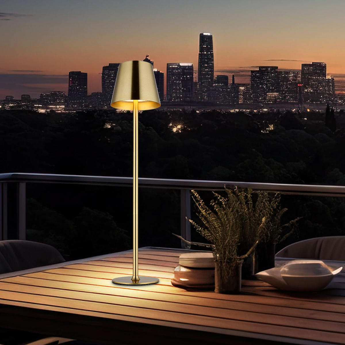 LED TISCHLEUCHTE Messing opal - Messingfarben, Metall (11.2/11.2/47cm) - Globo Lighting