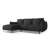 ECKSOFA mit Schlaffunktion Chenille Stoff Schwarz - Anthrazit/Schwarz, Textil/Metall (162/242cm) - Makamii