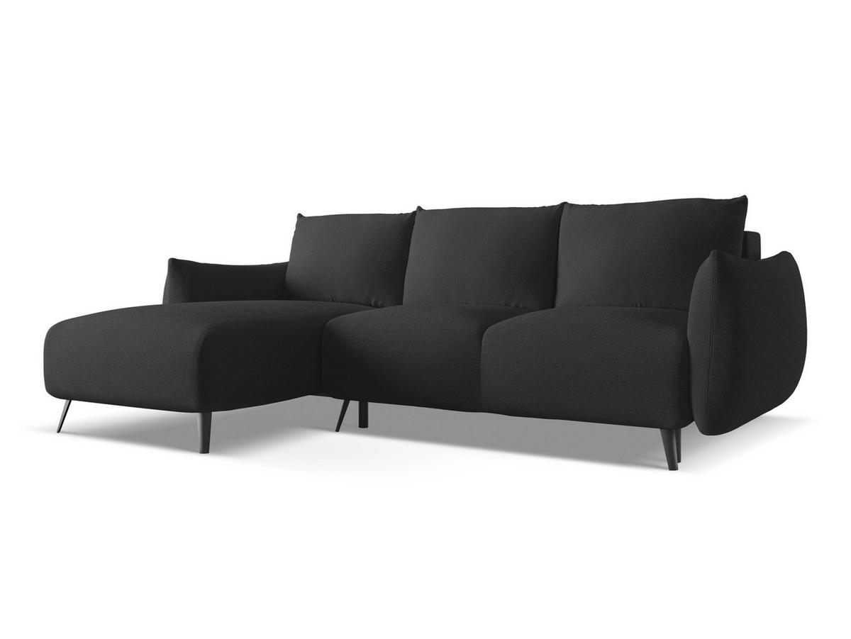 ECKSOFA mit Schlaffunktion Chenille Stoff Schwarz - Anthrazit/Schwarz, Textil/Metall (162/242cm) - Makamii