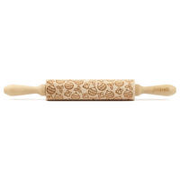 MOTIV-TEIGROLLE Christbaumkugeln, medium, 37 cm, Buchenholz - Braun, Holz (4.5cm) - Folkroll