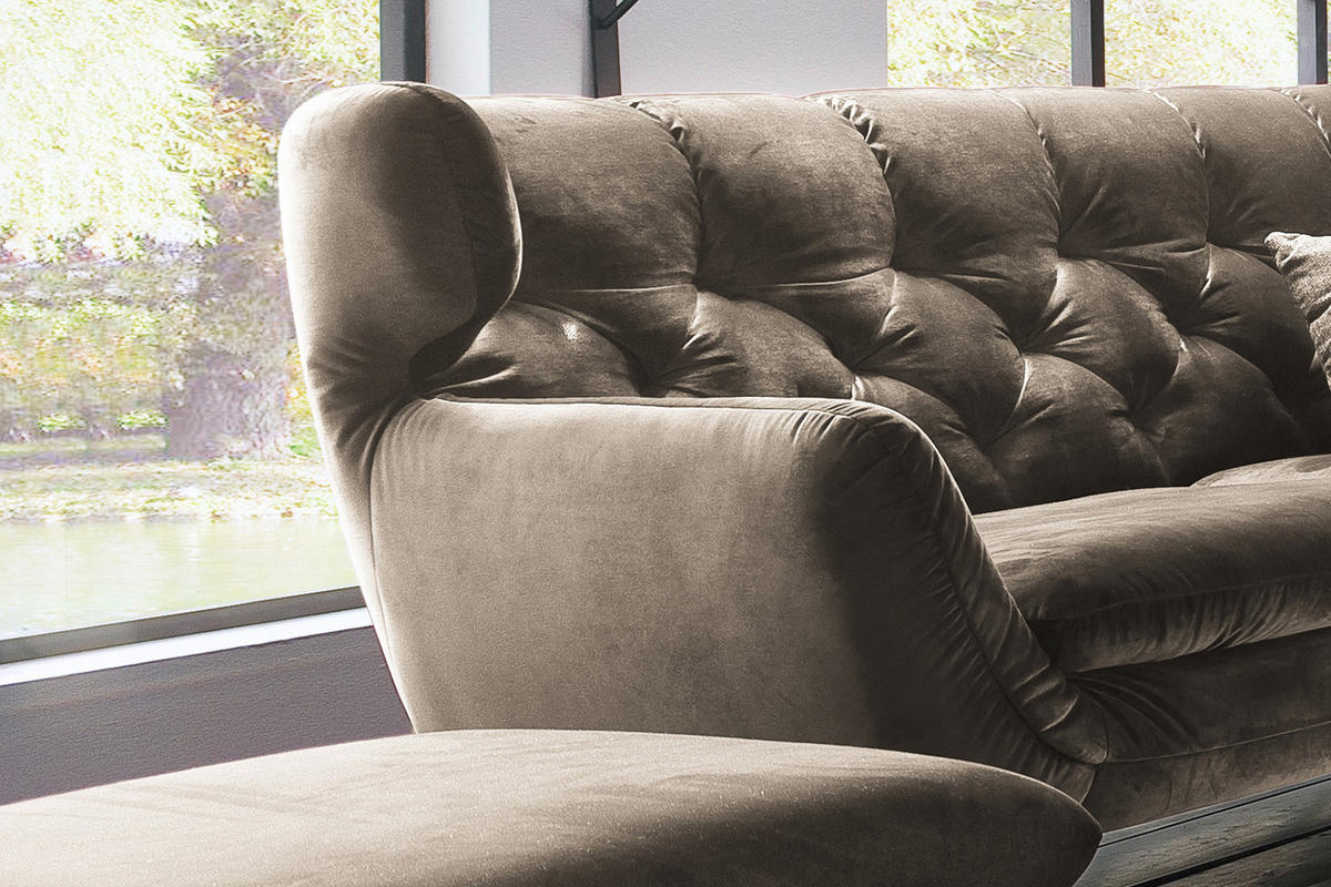 SOFA CHARME Braun Velvet - Dunkelbraun/Silberfarben, Textil/Metall (175/94/95cm) - KAWOLA
