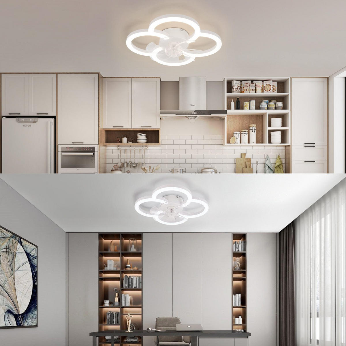 DECKENVENTILATOR BREMERHAVEN Ⅲ 50/2/14 cm - Weiß, Kunststoff (50/50/14cm) - Nettlife