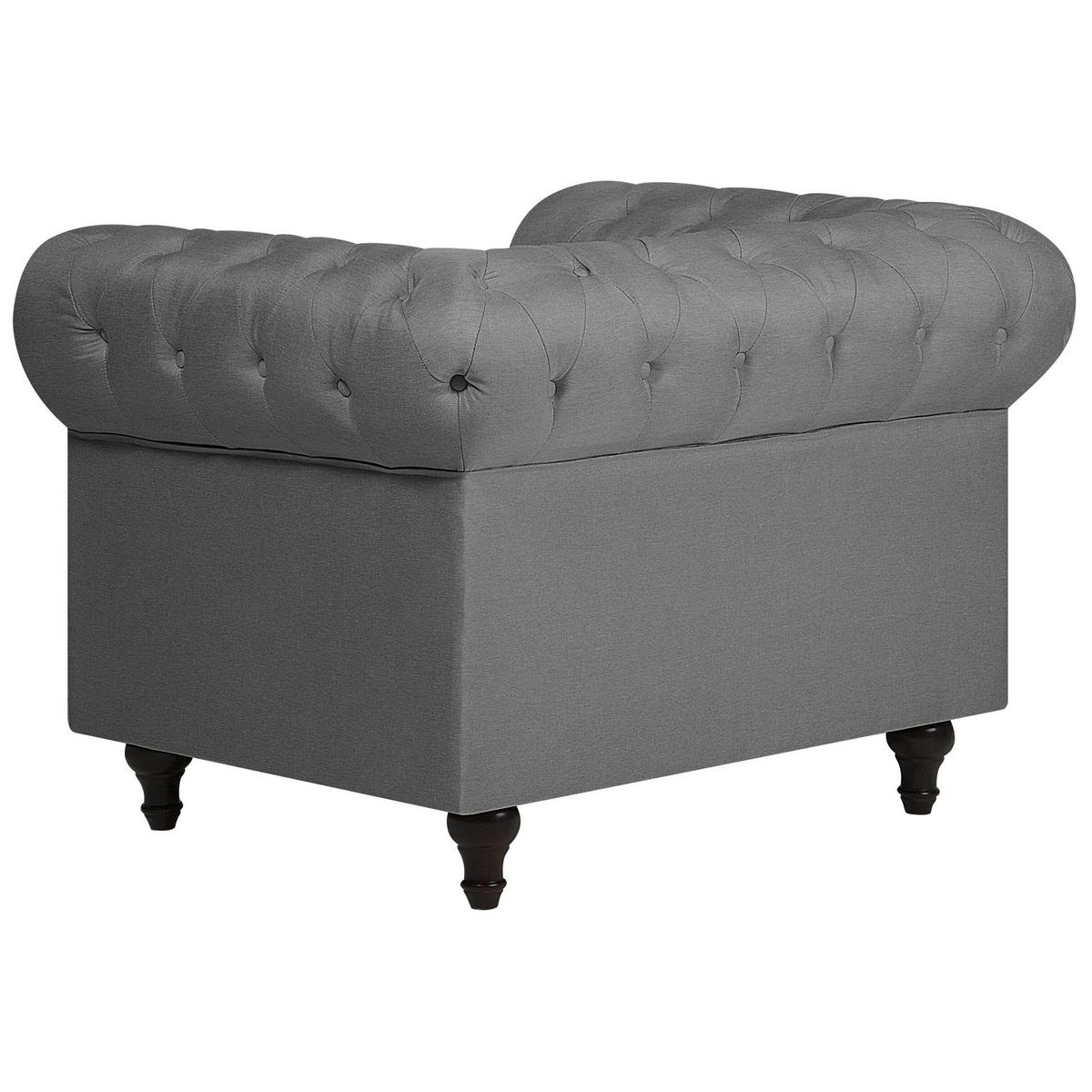 SESSEL Polsterbezug hellgrau Chesterfield - Dunkelbraun/Grau, Textil (112/79/85cm) - Beliani