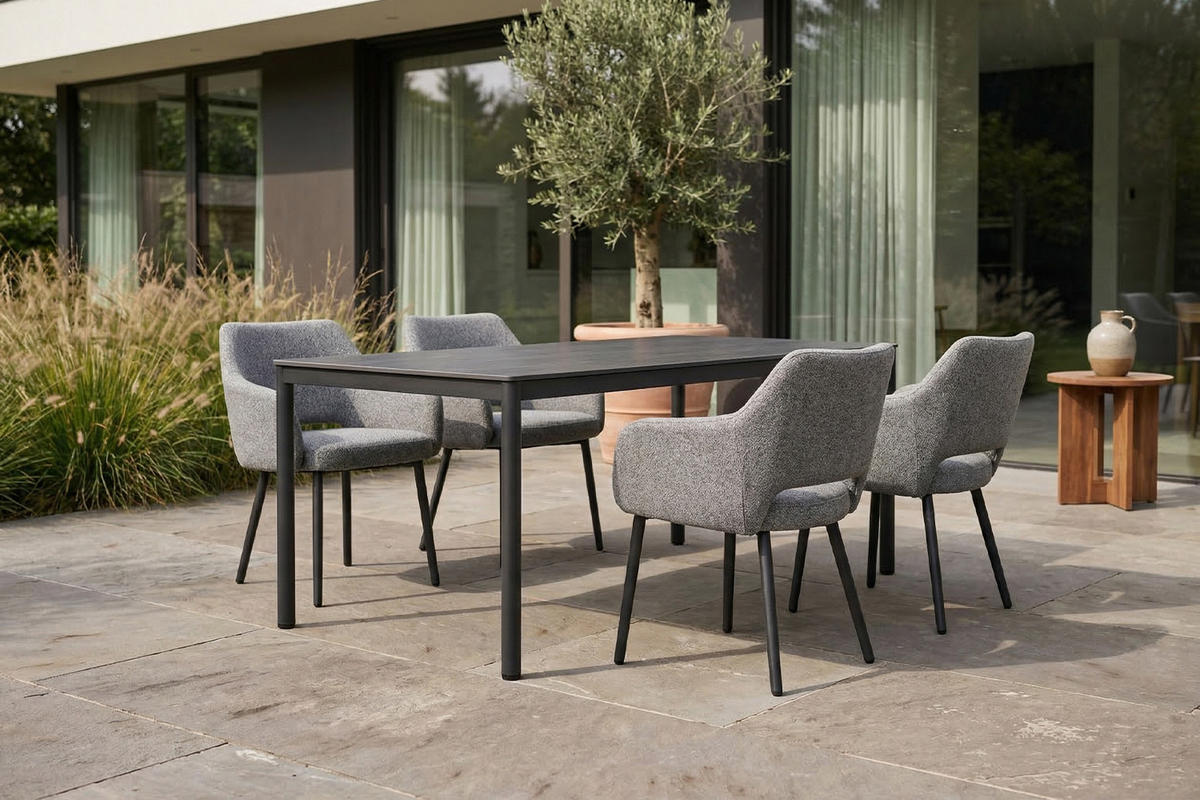 GARTENSTUHL AMUR Grau SOLENZO Flachgewebe (1er-Set) - Grau, Textil (62/80/62cm) - KAWOLA