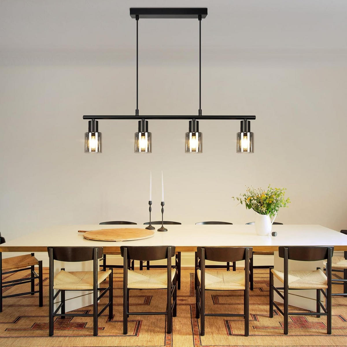 HÄNGELEUCHTE Myrm 140/30/68.5 cm - Schwarz, Metall (68.5/140/30cm) - ZMH