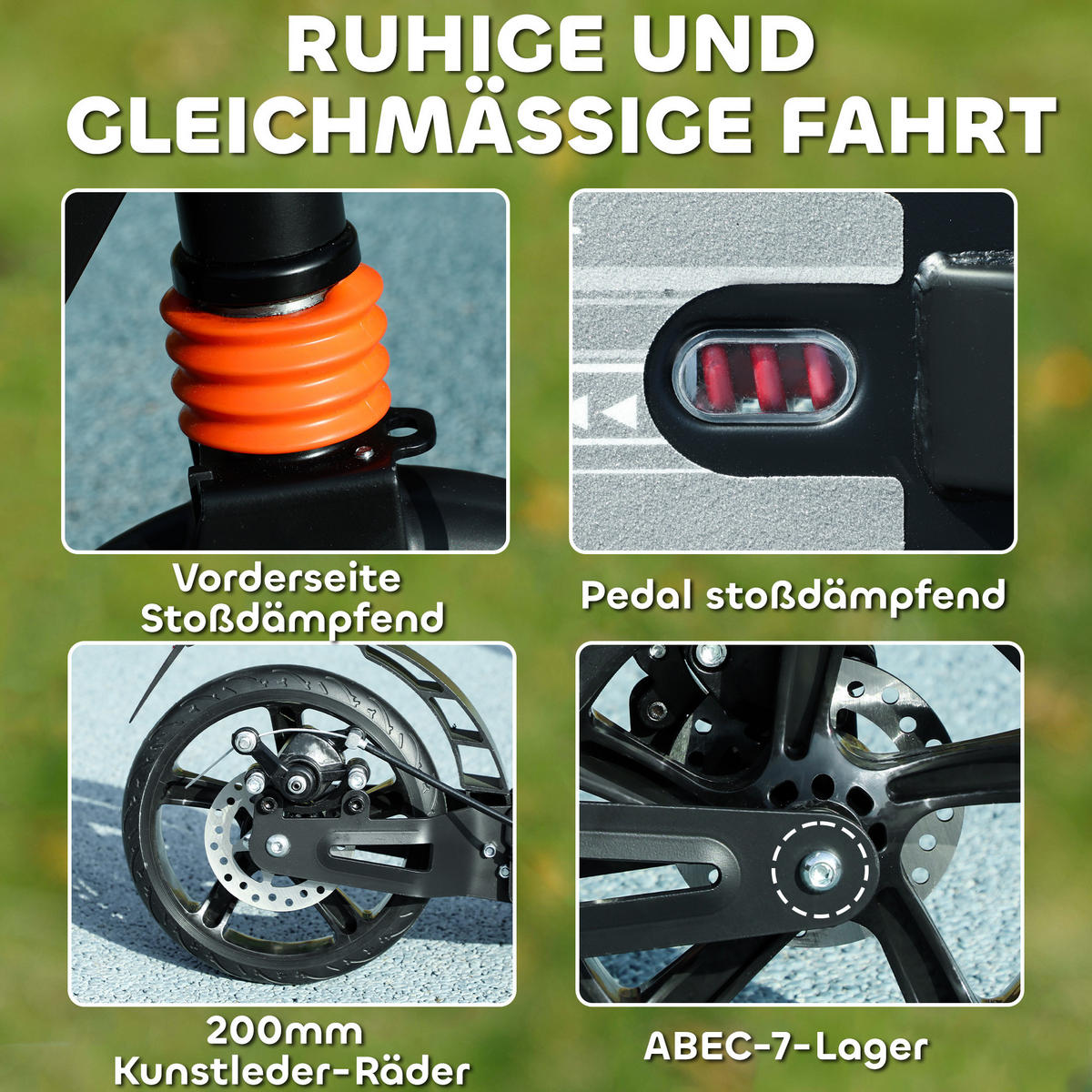 ROLLER Kinder Scooter mit verstellbar Griffen klappbar höhenverstellbar Schwarz - Schwarz, Metall (94/36/103cm) - AIYAPLAY