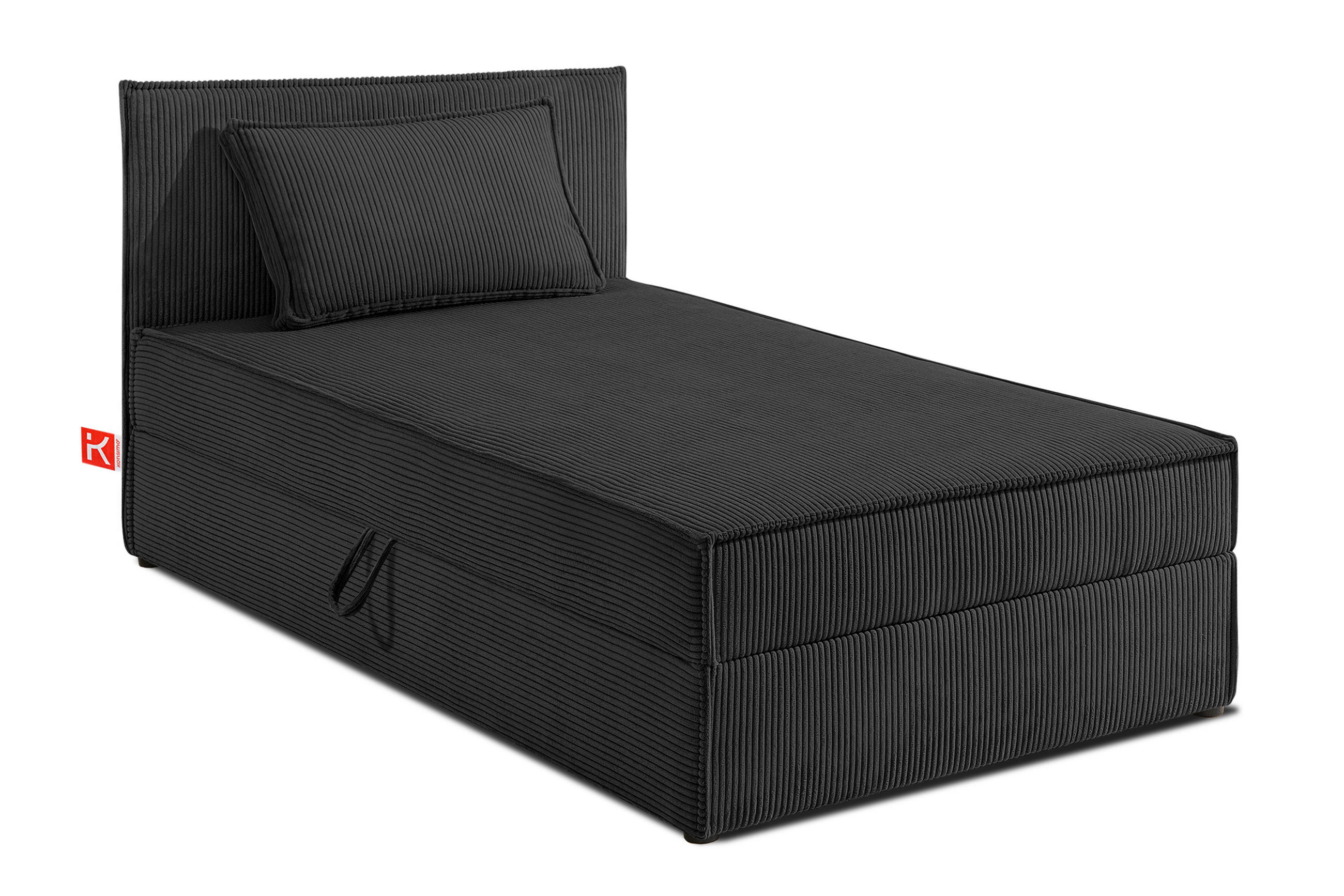 BOXSPRINGBETT ROTI Einzelbett, dunkelgrau - Dunkelgrau/Schwarz, Holz/Holzwerkstoff (90/200cm) - KONSIMO®