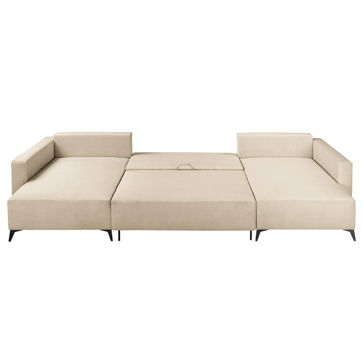 WOHNLANDSCHAFT - Beige/Schwarz, Textil (382/81/148cm) - home24