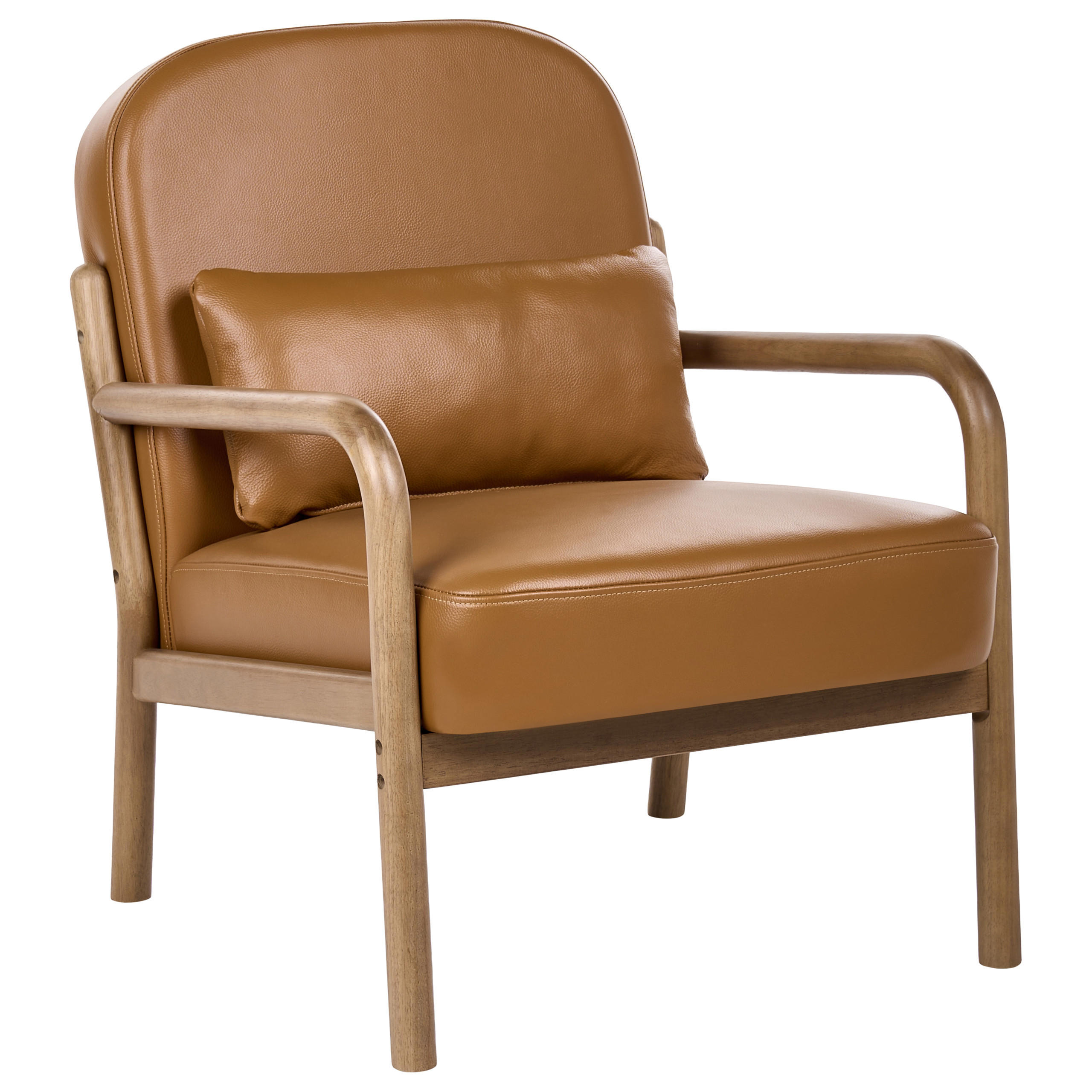 SESSEL Echtleder Goldbraun Selde - Weiß/Braun, Fell (67/82/82cm) - Beliani