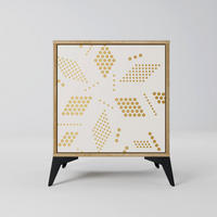 SIDEBOARD SPOTTED DAZE, Eichefarben, 57,5x42x70,5 cm, Schwarze Metall-Sternfüße - Eichefarben/Multicolor, Holzwerkstoff/Metall (57.5/70.5/42cm) - SpaceRebels