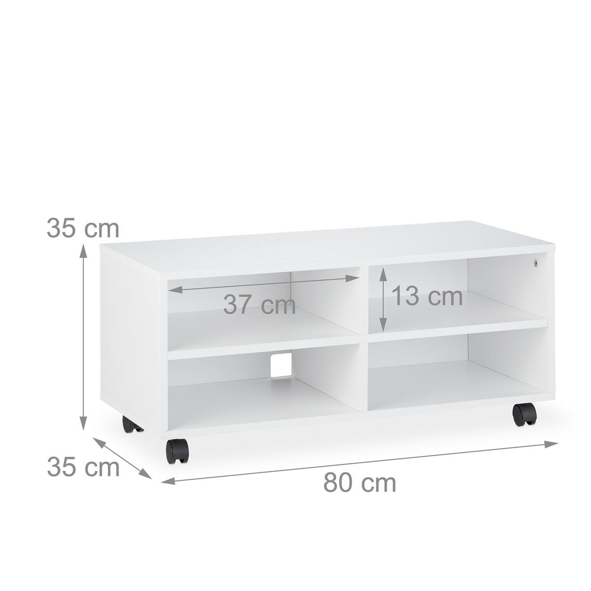 TV-BOARD - Weiß, Holzwerkstoff/Textil (80/35/35cm) - Relaxdays