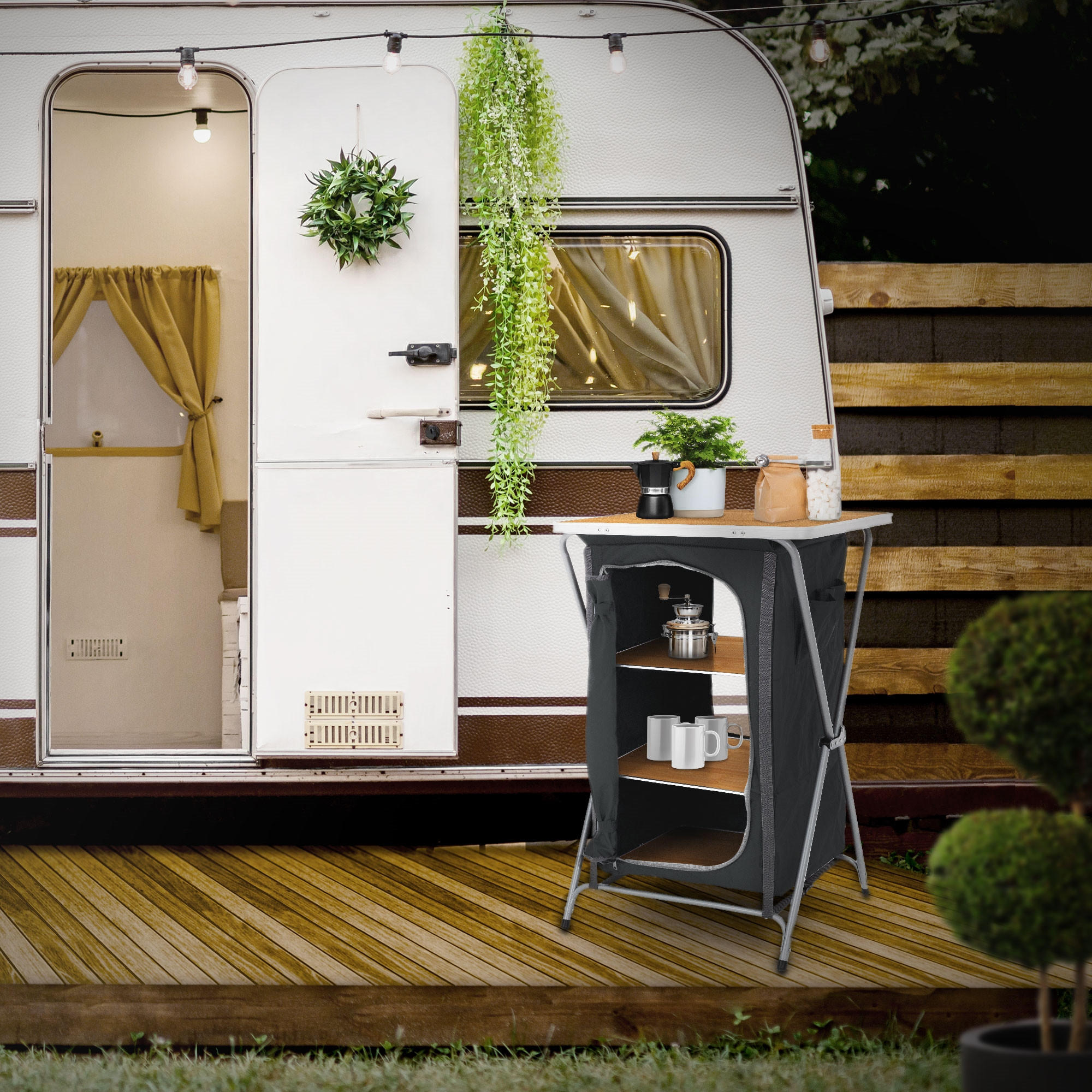Thumbnail - ECD-Germany Campingschrank, Grau, Metall, 53x97.5x60 cm, Freizeit, Campingzubehör, Campingtische