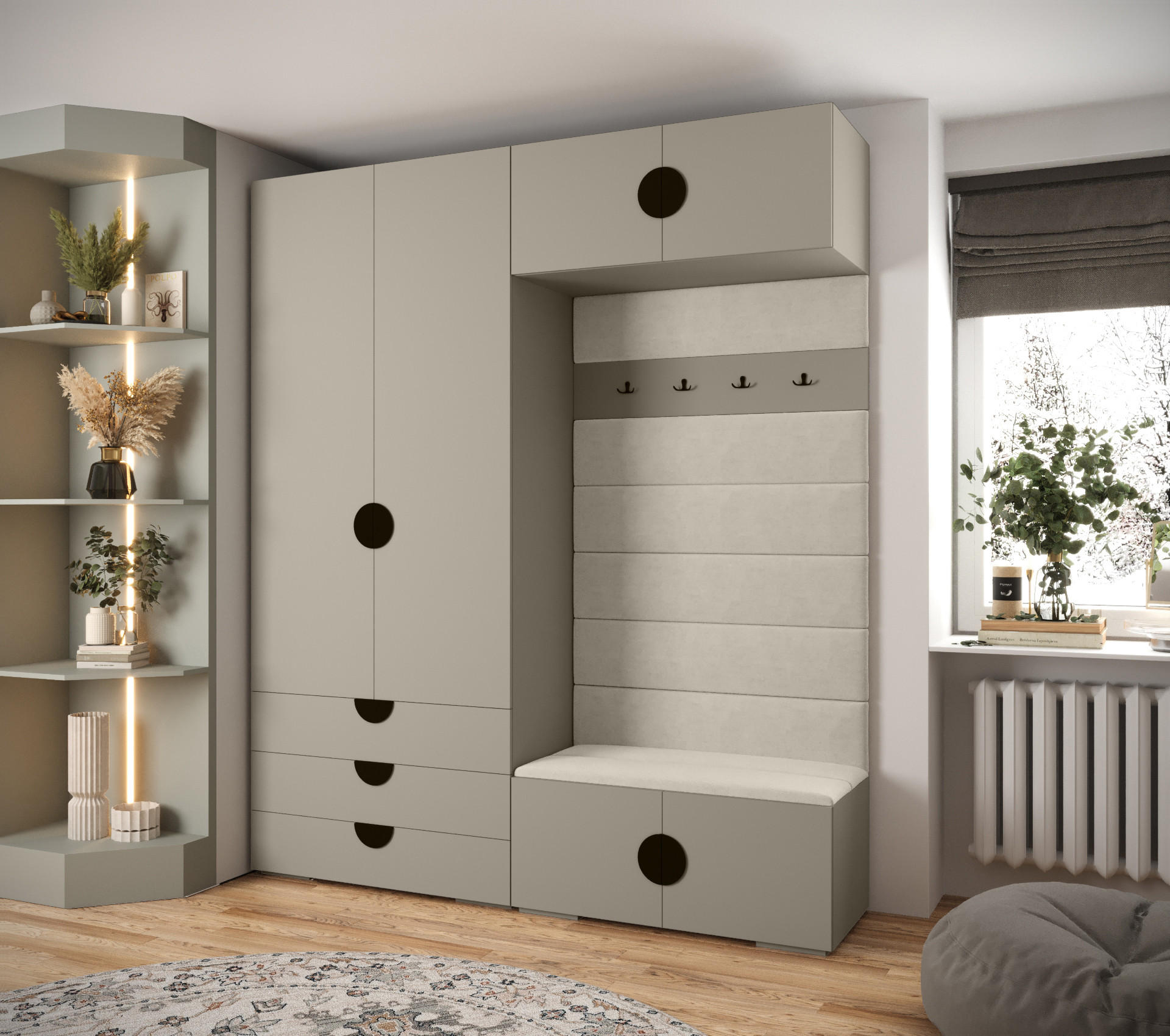 GARDEROBEN-SET 236,7/200/47 - Kaschmir/Beige, Holz/Metall (200/236.7/47cm) - Abiks Möbel