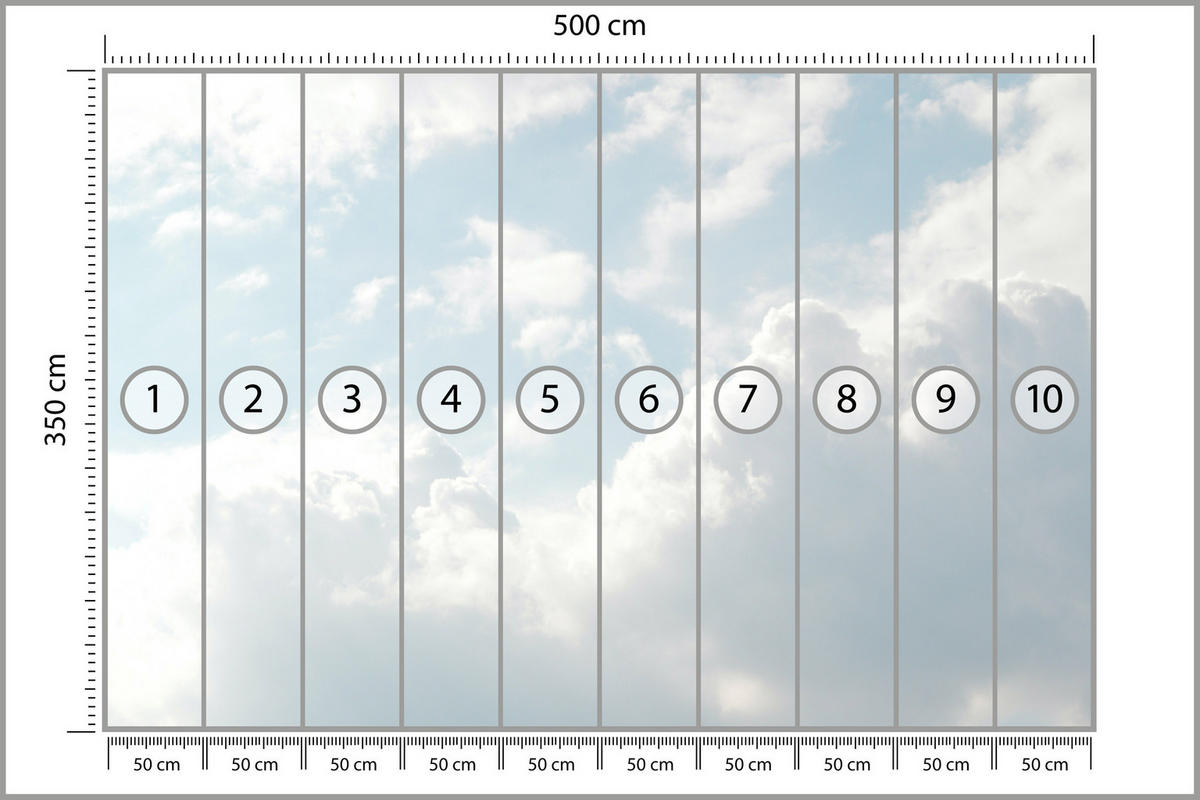 FOTOTAPETE für Schlafzimmer Dichte Weiße Wolken Himmel 500x350 - Blau/Weiß, Papier (500/350cm) - Muralo