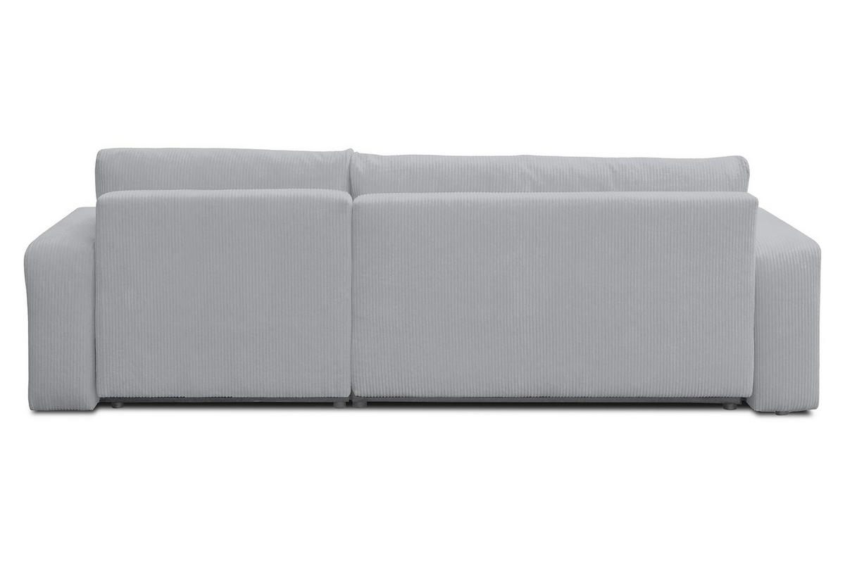 ECKSOFA Luna XL mit Schlaffunktion und Bettkasten Cord-Stoff (Grau) - Grau, Textil (274/142cm) - VENASI MÖBEL