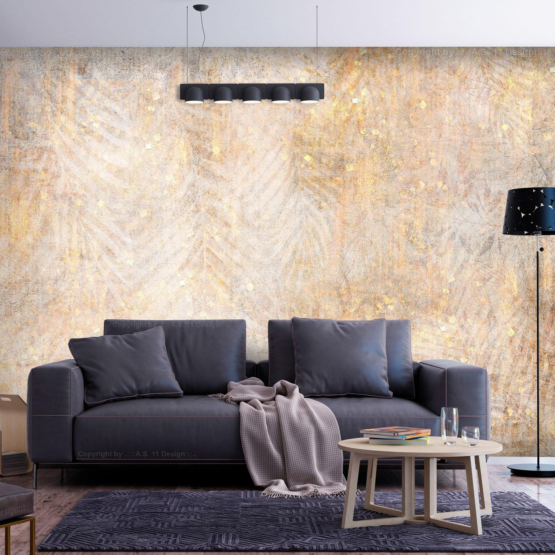 SELBSTKLEBENDE FOTOTAPETE 441/315 cm - Goldfarben/Grau, Kunststoff/Textil (441/1cm) - KUNSTLOFT