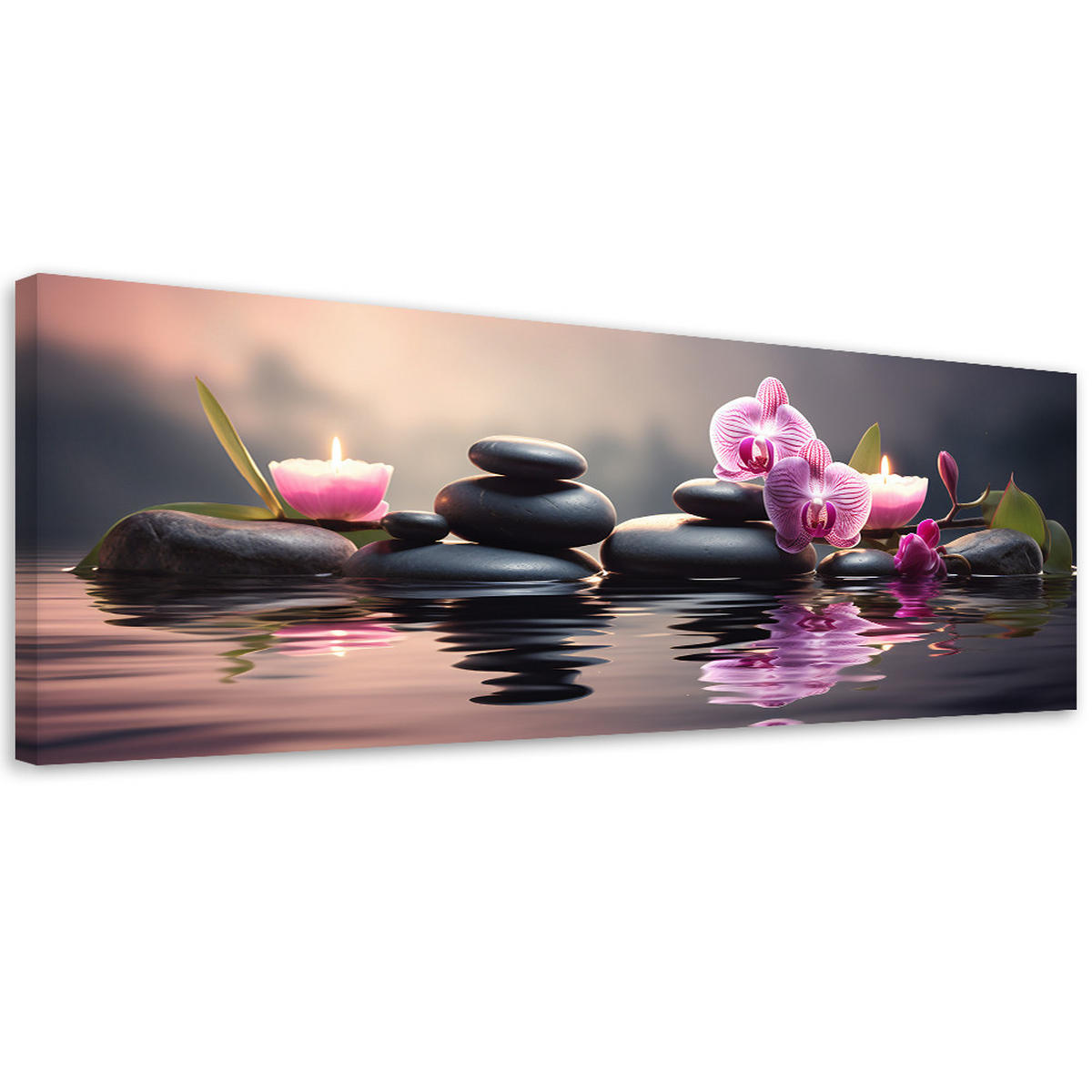 WANDBILD zen orchidee zusammensetzung - Pink, Textil (90/30cm) - Feeby