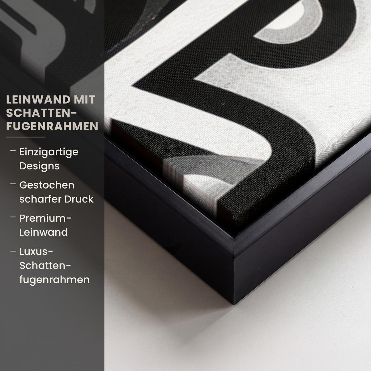 LEINWAND Bilder mit Rahmen - Symbole - Abstrakt - Grafik - Schwarz - 90x90 - Schwarz, Textil (90/90cm) - MuchoWow