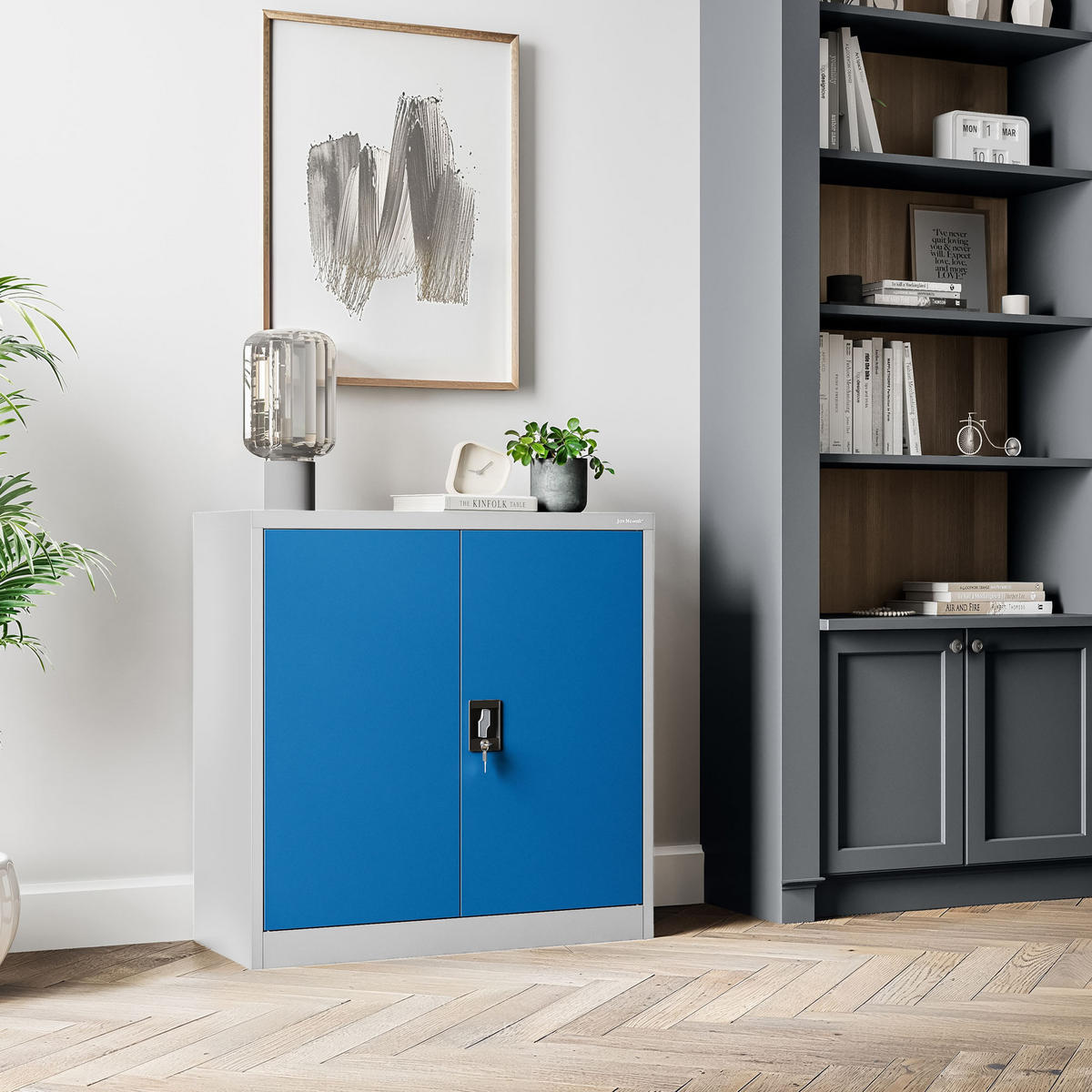 METALLSCHRANK Beata - Blau/Grau, Metall (90/93/40cm) - Jan Nowak