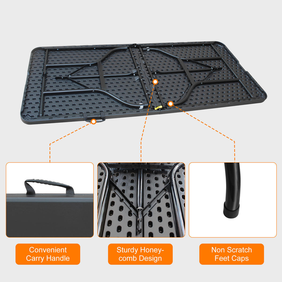 KLAPPTISCH 180 cm Schwarz - Schwarz, Kunststoff (180/73.6/73.6cm) - ComfortXL