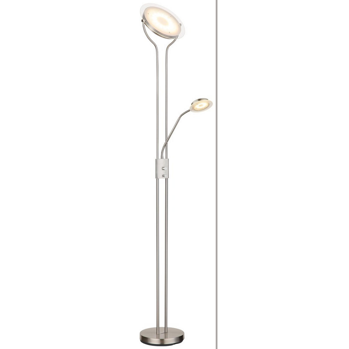 LED STEHLEUCHTE BRIANT, Silber, Metall, 2-flammig - Silberfarben, Glas (28/25.5/180cm) - Globo Lighting