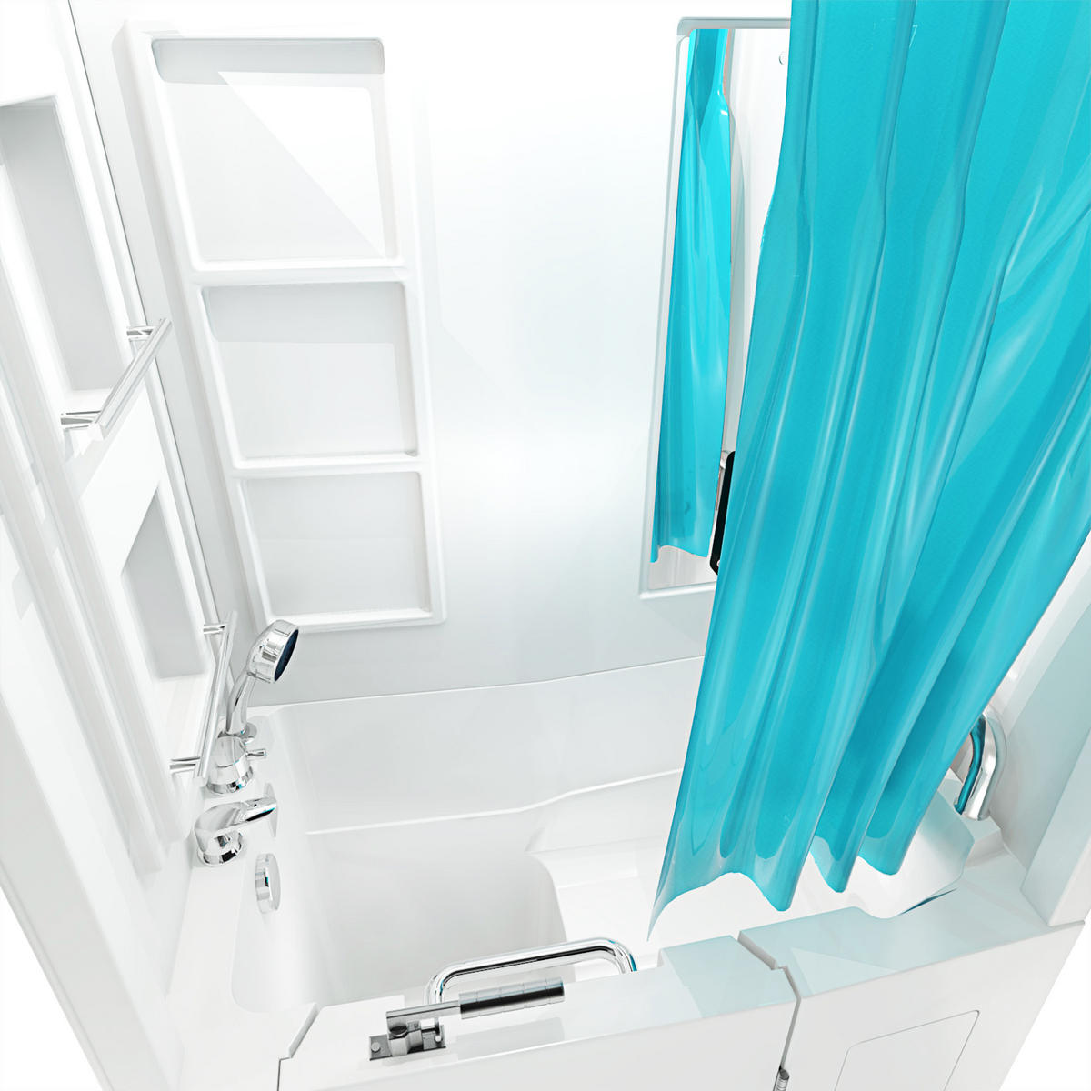 SENIOREN Dusche Sitzwanne mit Tür Seniorenwanne S08D-C-R - Weiß, Glas/Kunststoff (110/68/205cm) - AcquaVapore by Sandra Jentho