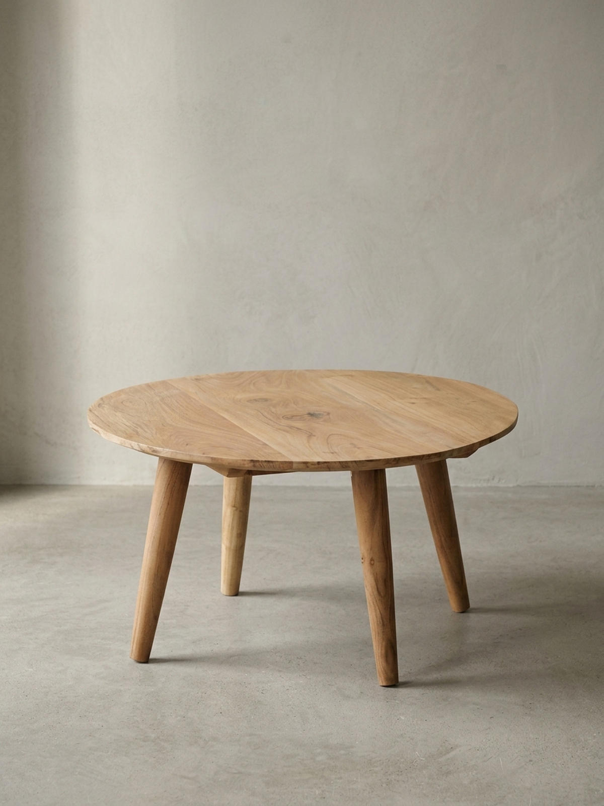 COUCHTISCH Rund Akazie Massivholz 75cm - Stabile Holzbeine, Pflegeleicht, Handgefertigt - Beige/Braun, Holz (75/75/40cm) - KADIMA DESIGN
