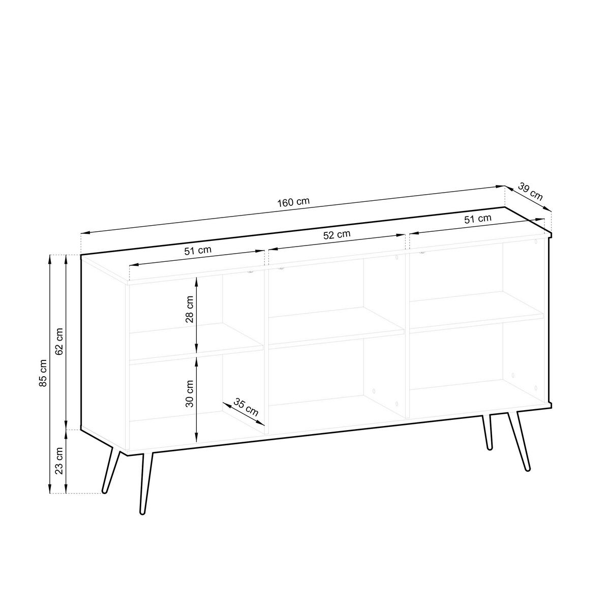 KOMMODE ORO - K-160, 2-Türen, 2-Schubladen, Push-to-Open 160x39x85 cm Weiß/Schwarz - Schwarz/Weiß, Holzwerkstoff/Kunststoff (160/85/39cm) - DomoHome