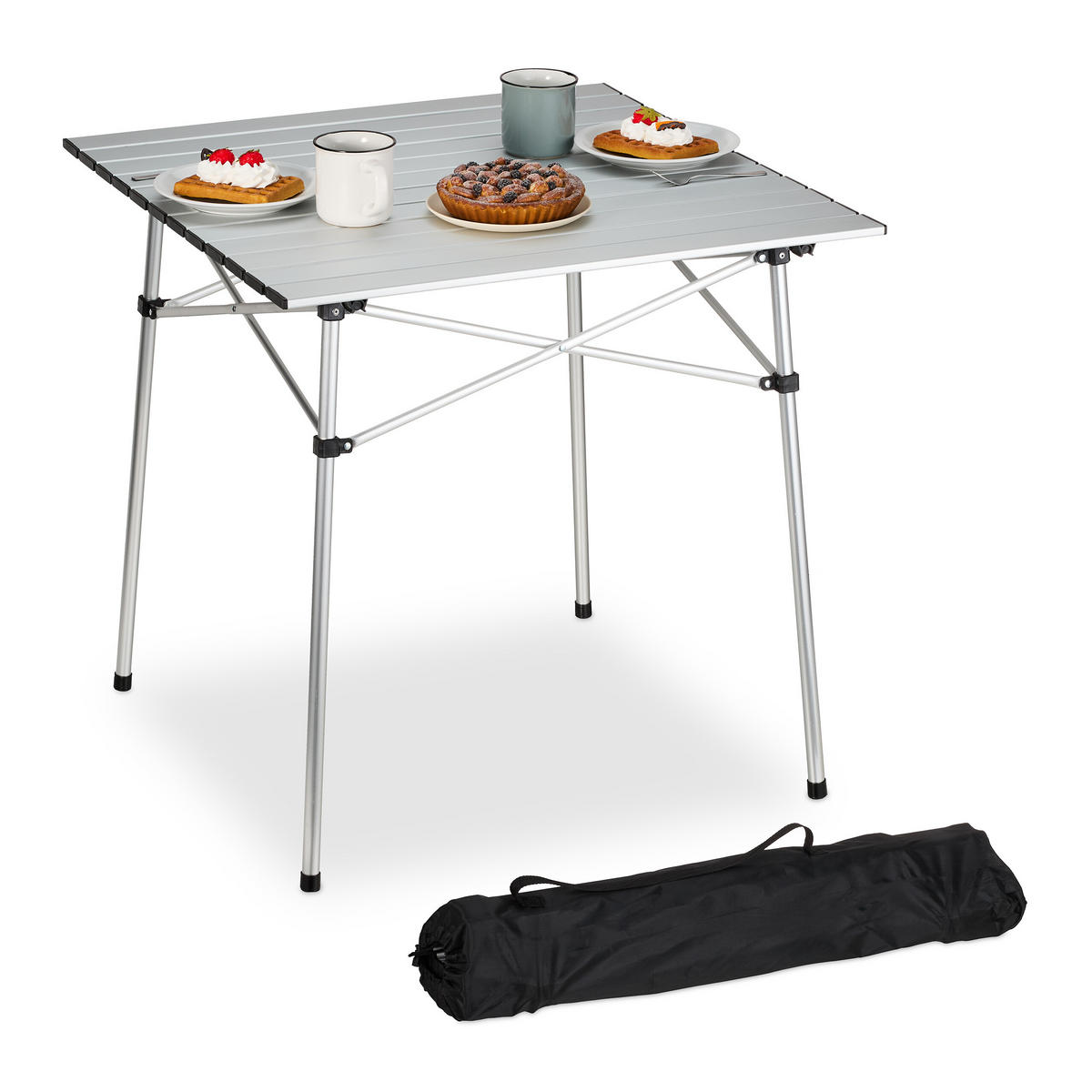 KLAPPTISCH - Silberfarben, Metall (70/70/70cm) - Relaxdays