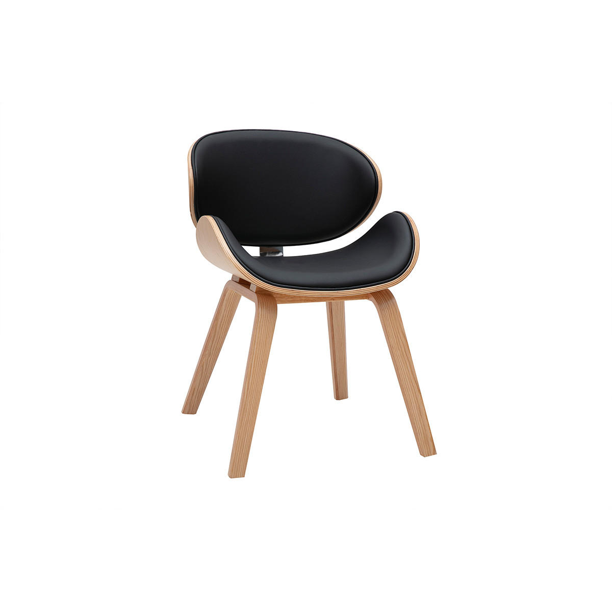 SCHWARZ und helles Holz Designstuhl WALNUT - Schwarz, Holz (55/75.5/53cm) - Miliboo