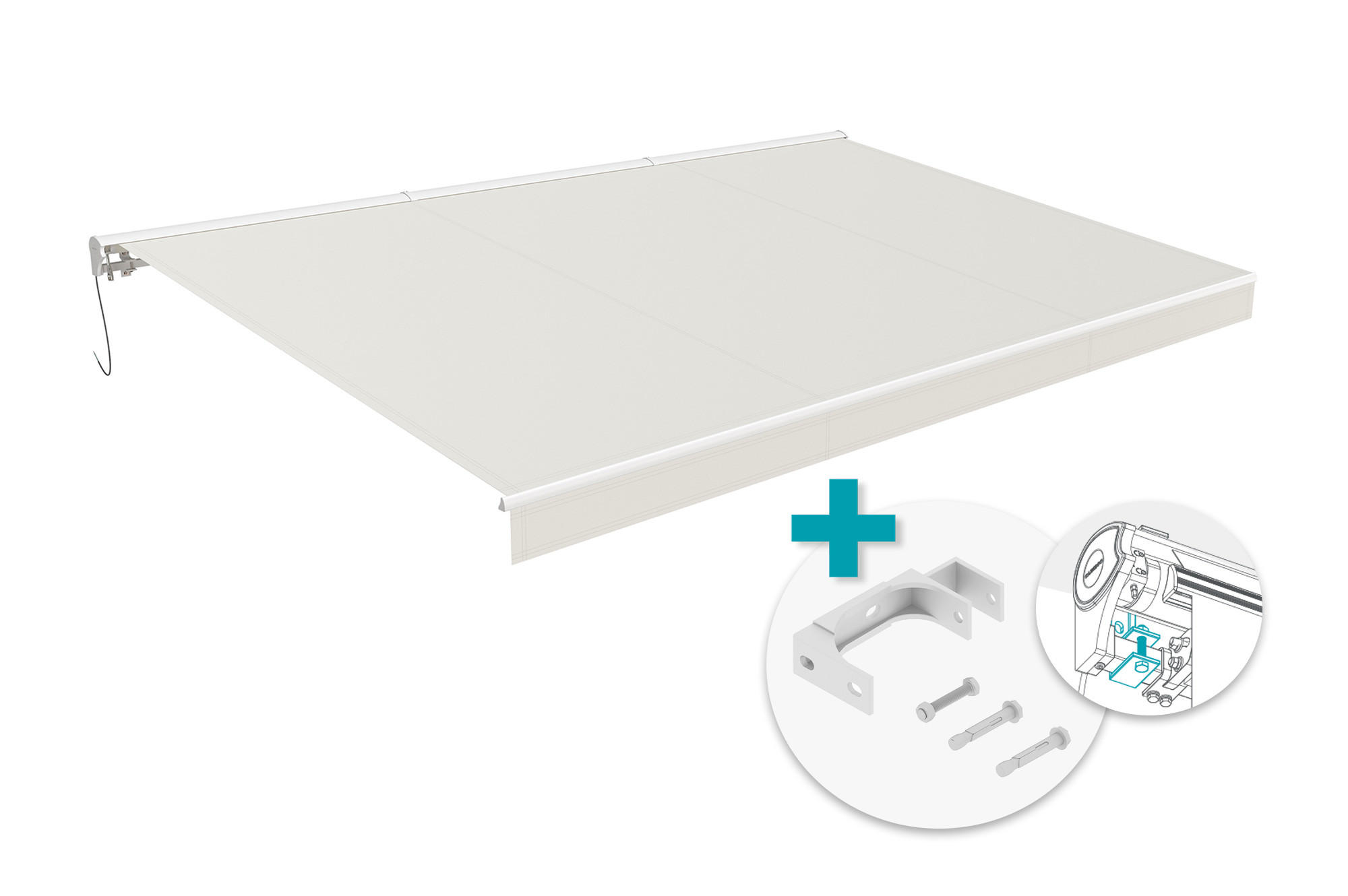 MARKISE motorisiert FAZZIO 3x2,5m – Weißes Gestell, beiger Stoff mit Deckenbefestigung - Beige, Textil (295/218/250cm) - Casanoov