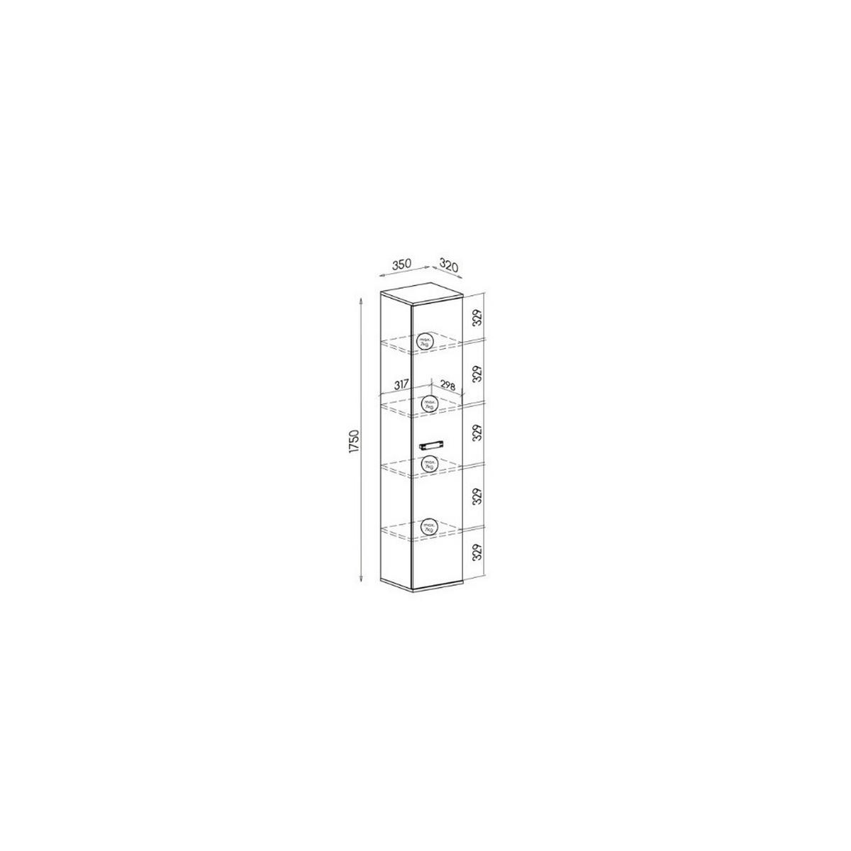 DREHTÜRENSCHRANK PALMERO 35/175/32cm 1-türig Eichefarben - Eichefarben, Holzwerkstoff (35/175/32cm) - MASSENO