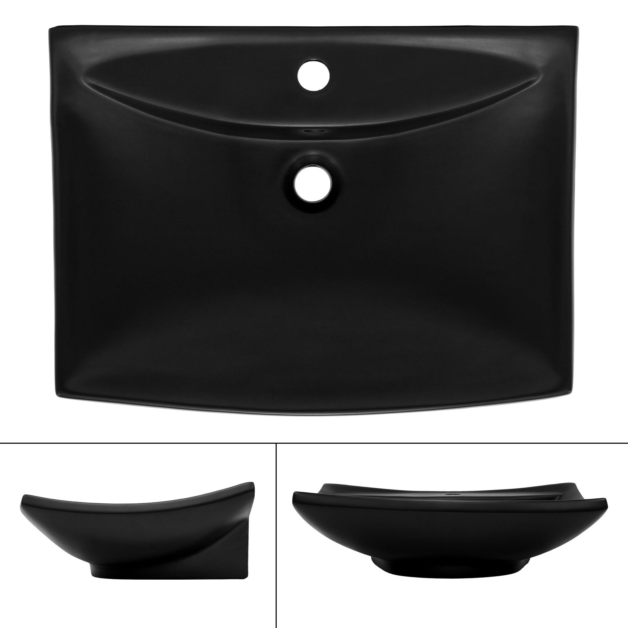WASCHBECKEN - Schwarz, Keramik (61/18.5/45.5cm) - ML-DESIGN